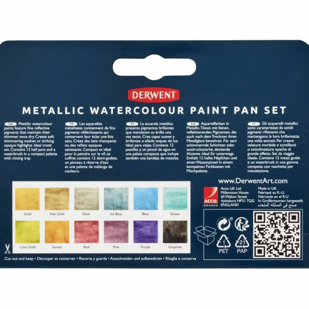 Derwent Metallic Paint Pan, 12 st
