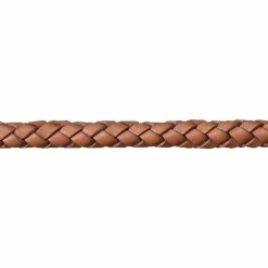 Flätat runt läderband, brun