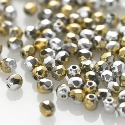Glaspärlor, guld/silver