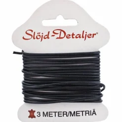 Läderrem 2 mm 3 m, svart